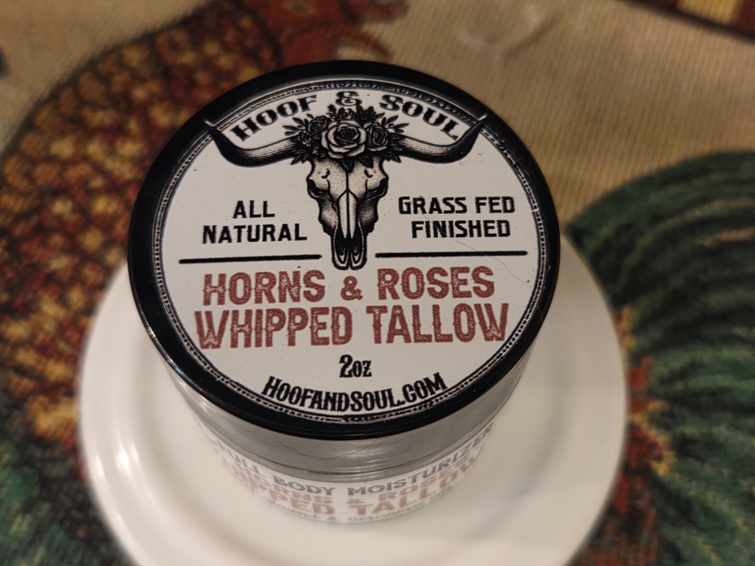 Hoof & Soul Horns & Roses Whipped Tallow jar