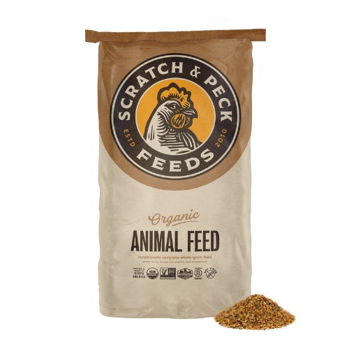 Scratch & Peck Layer Mash with Corn Chicken & Duck Organic 18% 40 lb package