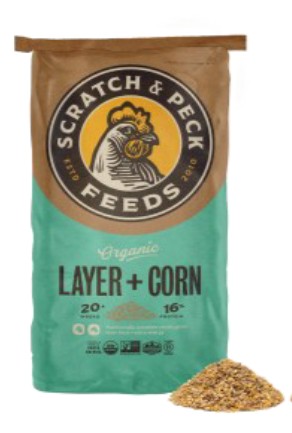 Scratch & Peck Layer Mash with Corn Chicken & Duck Organic 16% 40 lb package