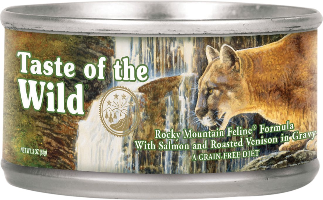 Taste of the Wild Rocky Mountain Feline Recipe with Salmon & Venison in Gravy 3 oz cans, case of 24 package
