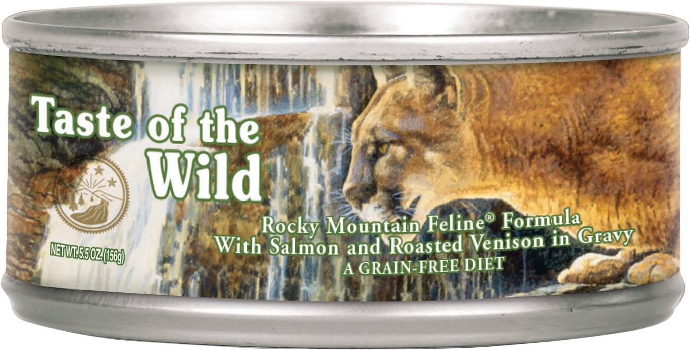 Taste of the Wild Rocky Mountain Feline Recipe with Salmon & Venison in Gravy 5.5 oz cans, case of 24 package