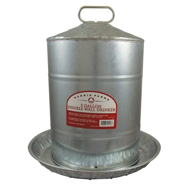 Harris Farms Double-Wall Metal Poultry Drinker — 5 gallon product