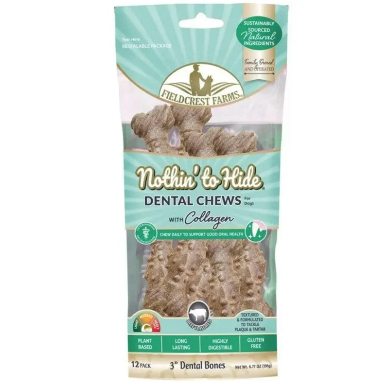 Fieldcrest Farms Nothin’ to Hide Dental Bones — 3 inch · 12 pack product